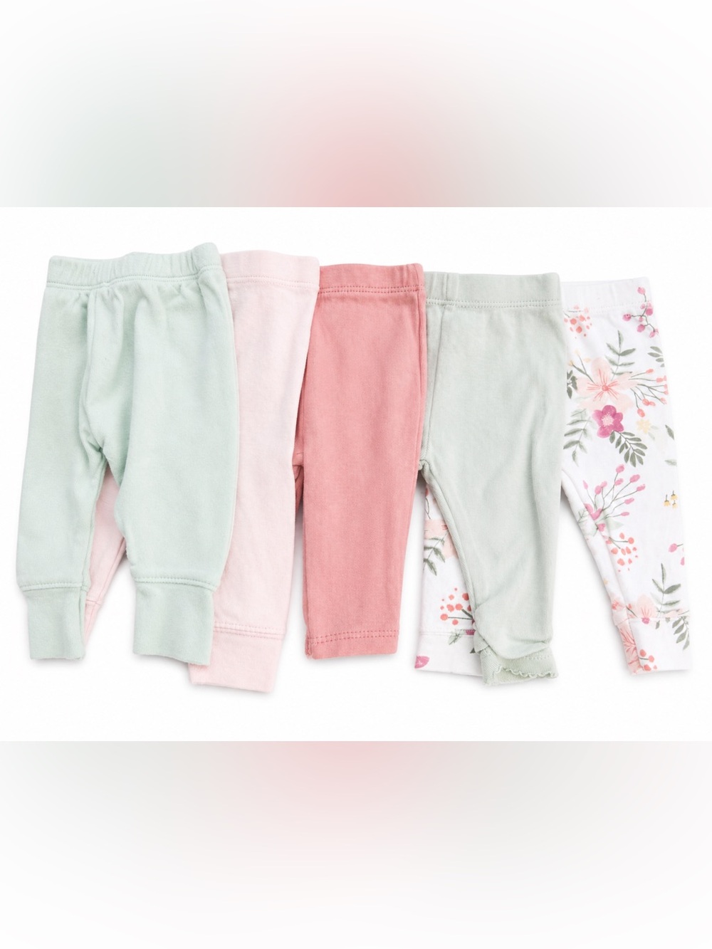 Carter's Baby Girls Pastel Leggings Set - Sage, Pink, Rose & Floral